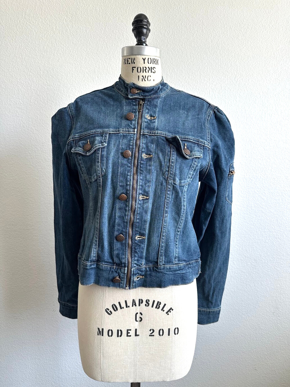 Vintage Bebe Moto Denim Jacket Zip Front Size L
